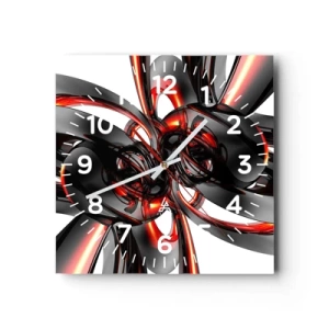 Horloge murale - Pendule murale - Mouvement de graphite et rouge - 40x40 cm