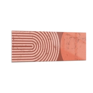 Impression sur verre - Image sur verre - Motifs géométriques dans des tons de terre cuite sur un fond vintage - 140x50cm - Une relation proche - Décoration murale moderne pour le salon et la chambre ARTTOR