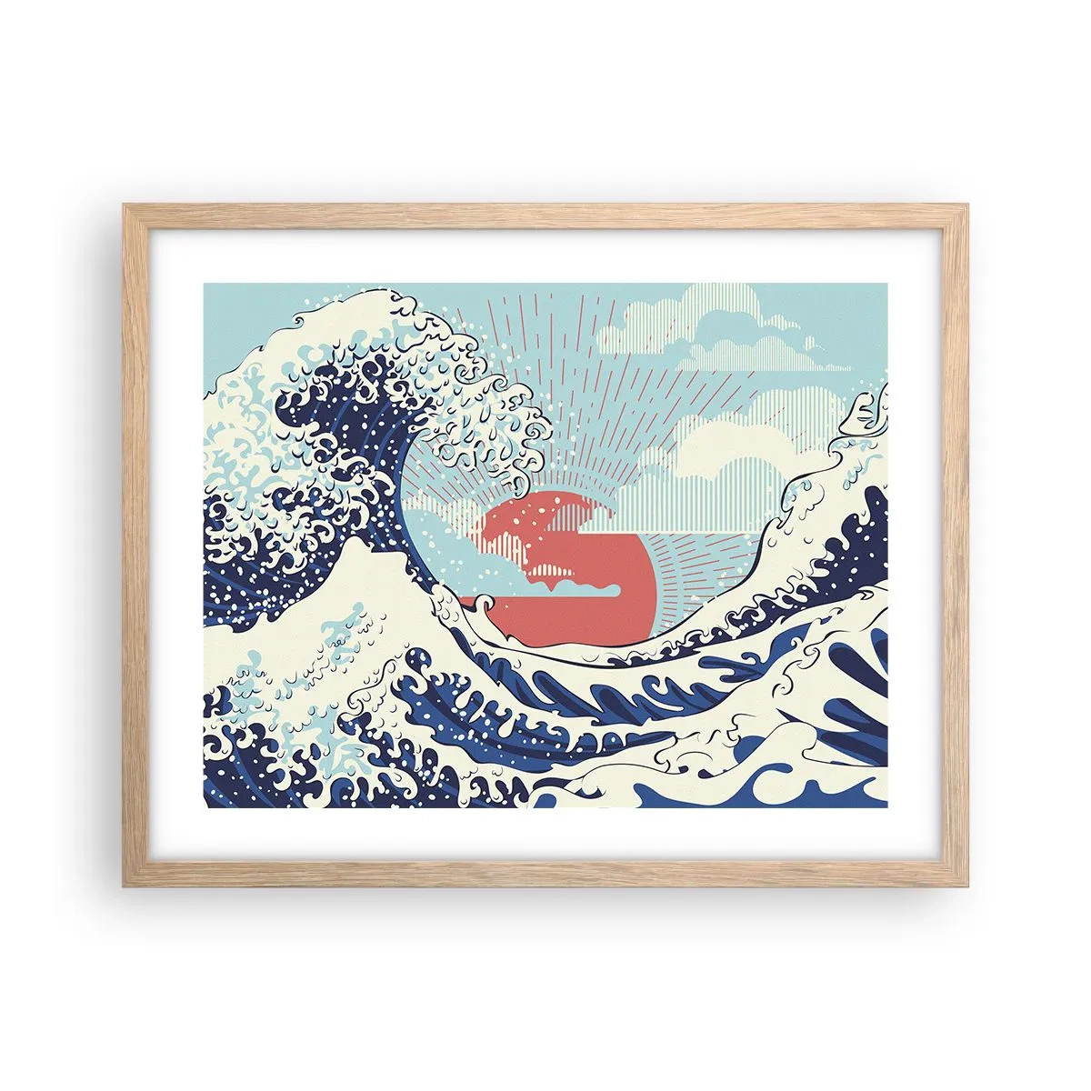 Affiche dans un chêne clair - Poster - D'une inspiration japonnaise - 50x40 cm