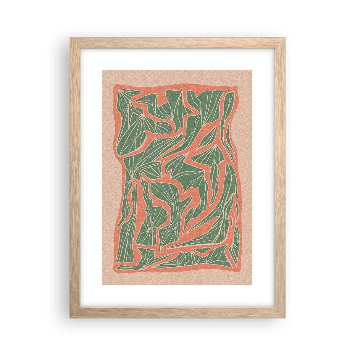 Affiche dans un chêne clair - Poster - La lutte entre le corail et la verdure - 30x40 cm