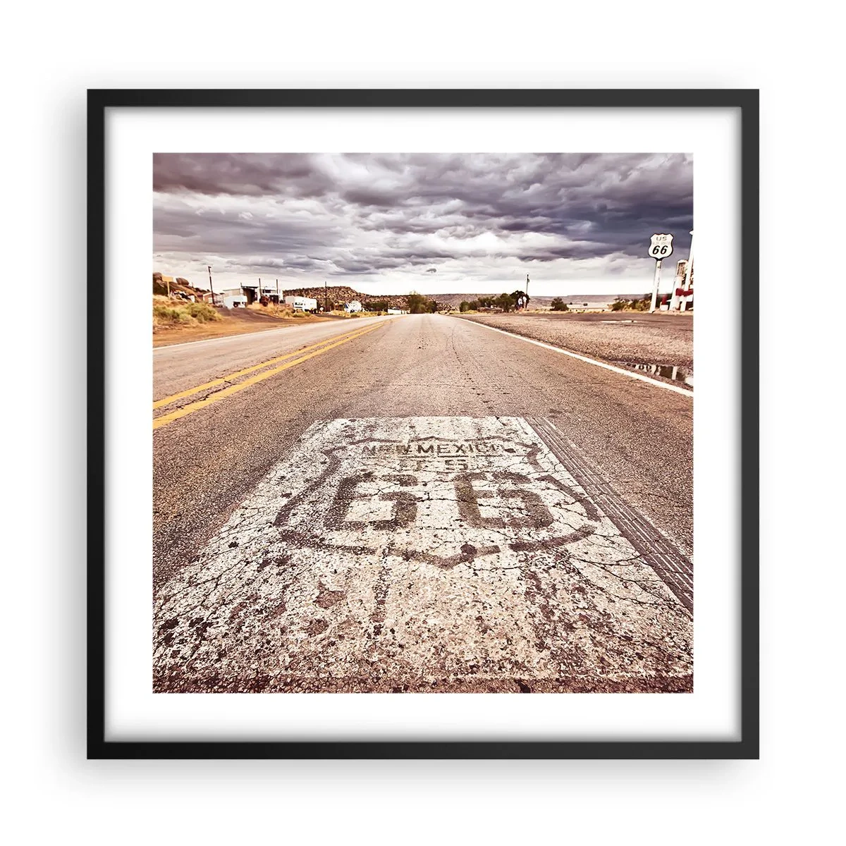 Affiche dans un cadre noir - Poster - Mother Road - une légende américaine - 50x50 cm
