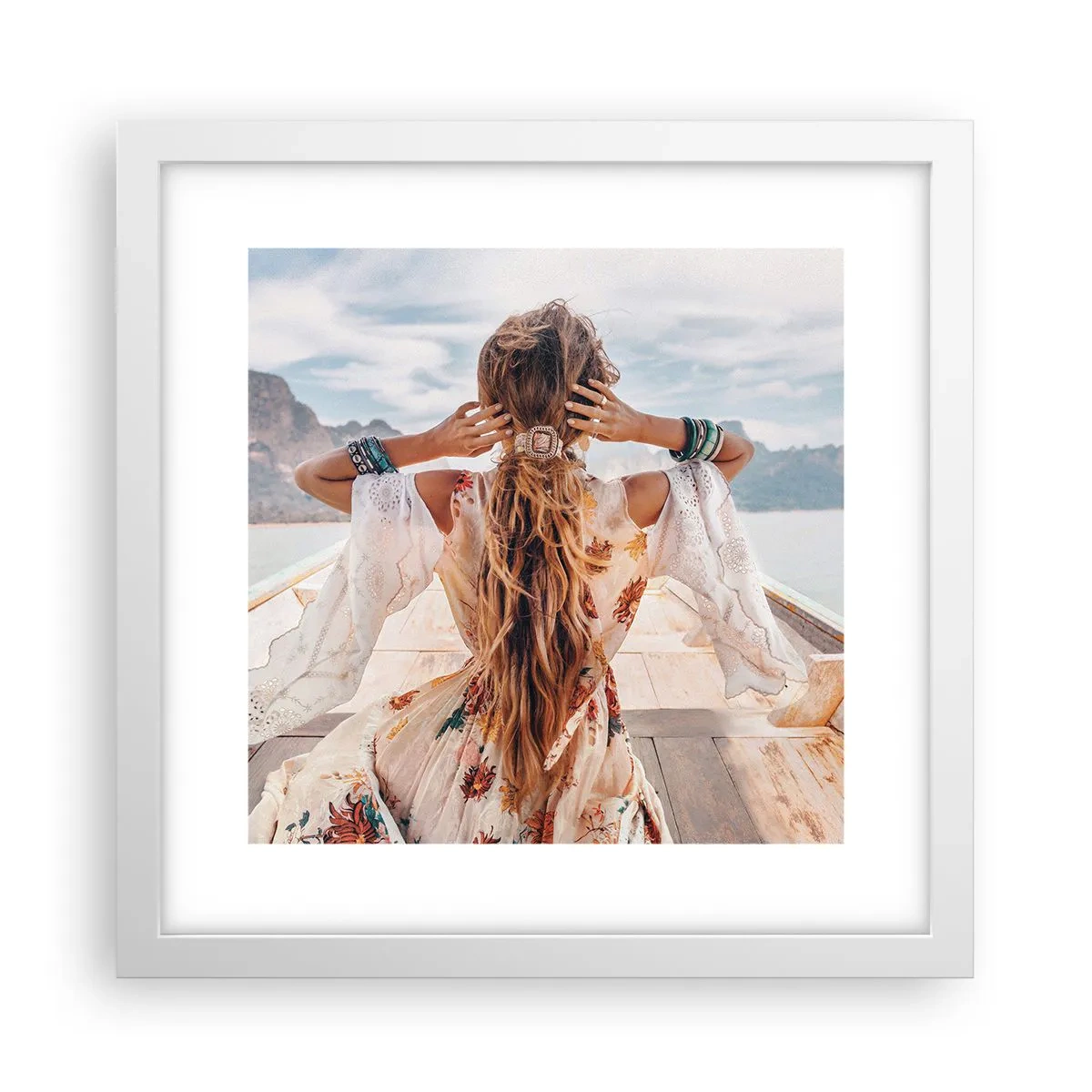 Affiche dans un cadre blanc - Poster - En route vers le bonheur - 30x30 cm