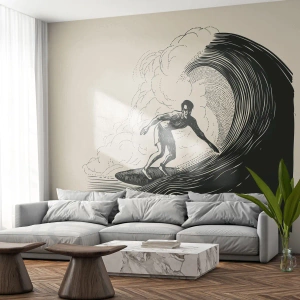 Papier Peint Autocollant Deluxe Sticker - Le roi de la vague - Vague, Surfant, sport - 100x70 cm
