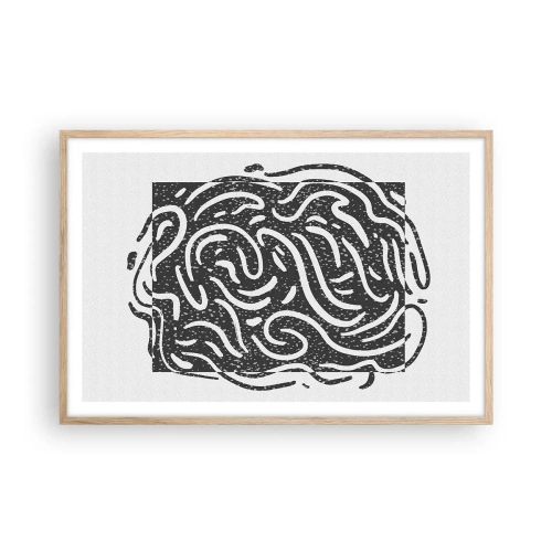 Affiche dans un chêne clair - Poster - Abstraction : la danse de la joie - 91x61 cm