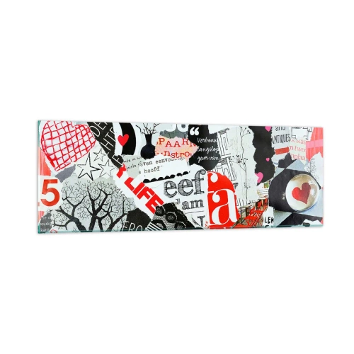 Impression sur verre - Image sur verre - Collage hipster - 90x30 cm