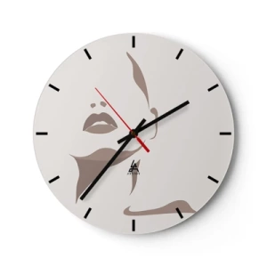 Horloge murale - Pendule murale - Un portrait minimaliste d'une femme dans des tons beiges. - 30x30cm - Fait de lumière et d'ombre - Décoration murale moderne pour le salon, la cuisine et la chambre ARTTOR
