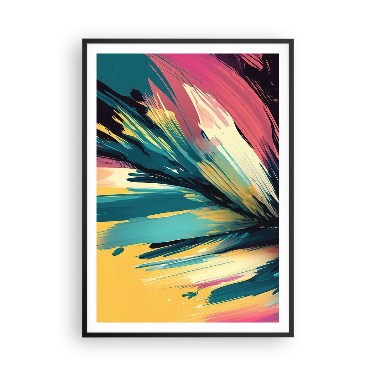 Affiche dans un cadre noir - Poster - Composition – une explosion de joie - 70x100 cm