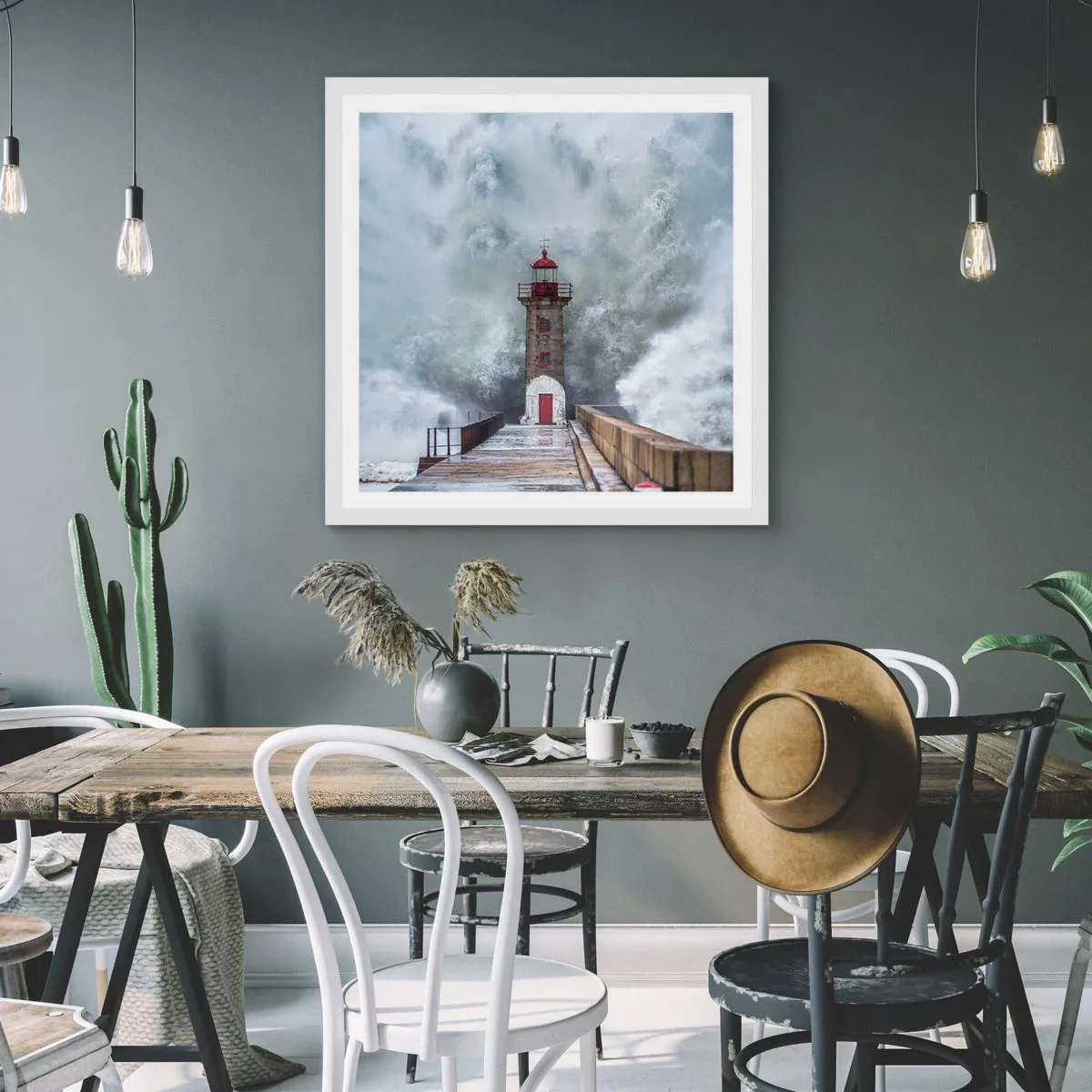 Affiche dans un cadre blanc - Poster - Le rugissement des eaux, le bruit soufflera - 30x30 cm