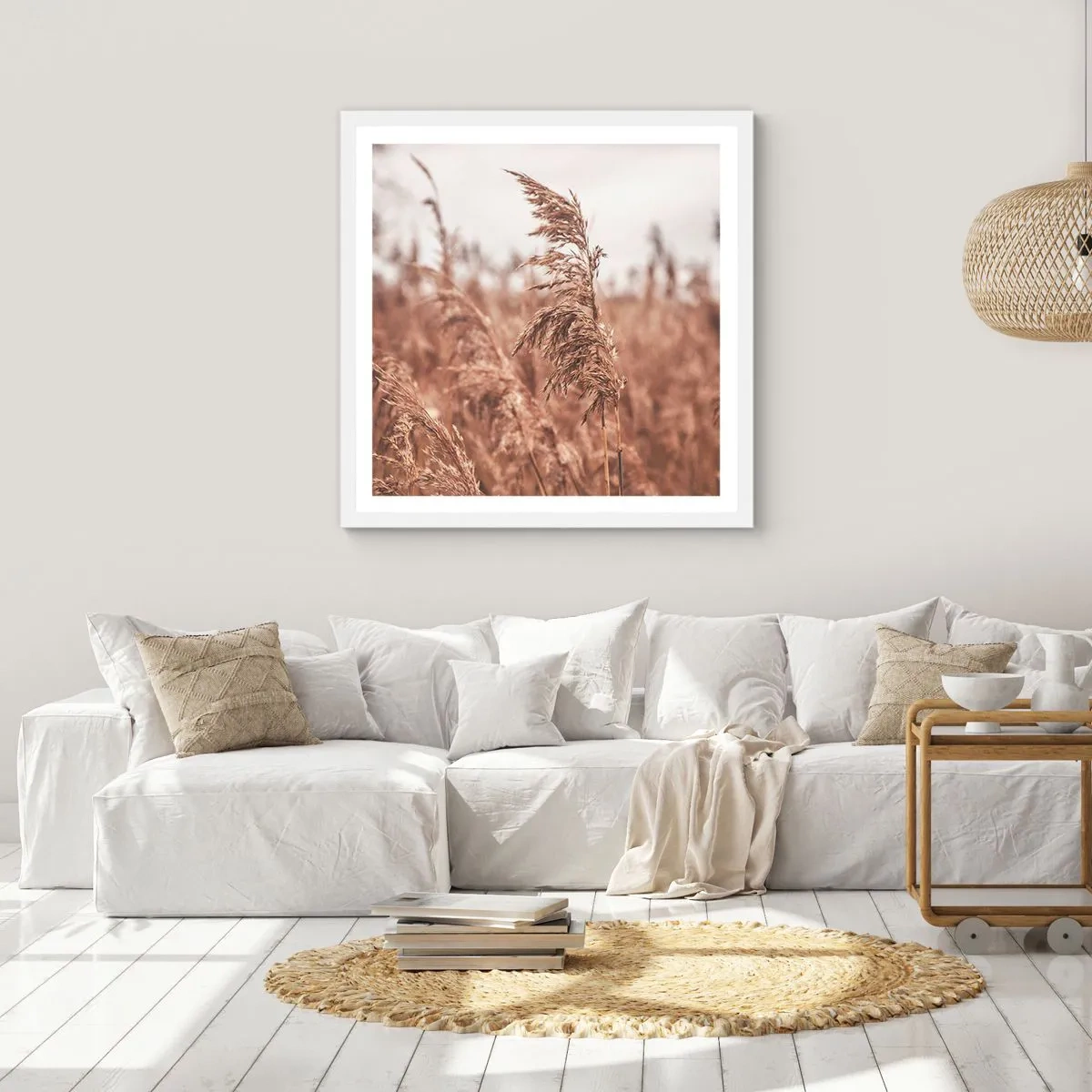 Affiche dans un cadre blanc - Poster - C'est déjà l'automne dans les champs - 60x60 cm