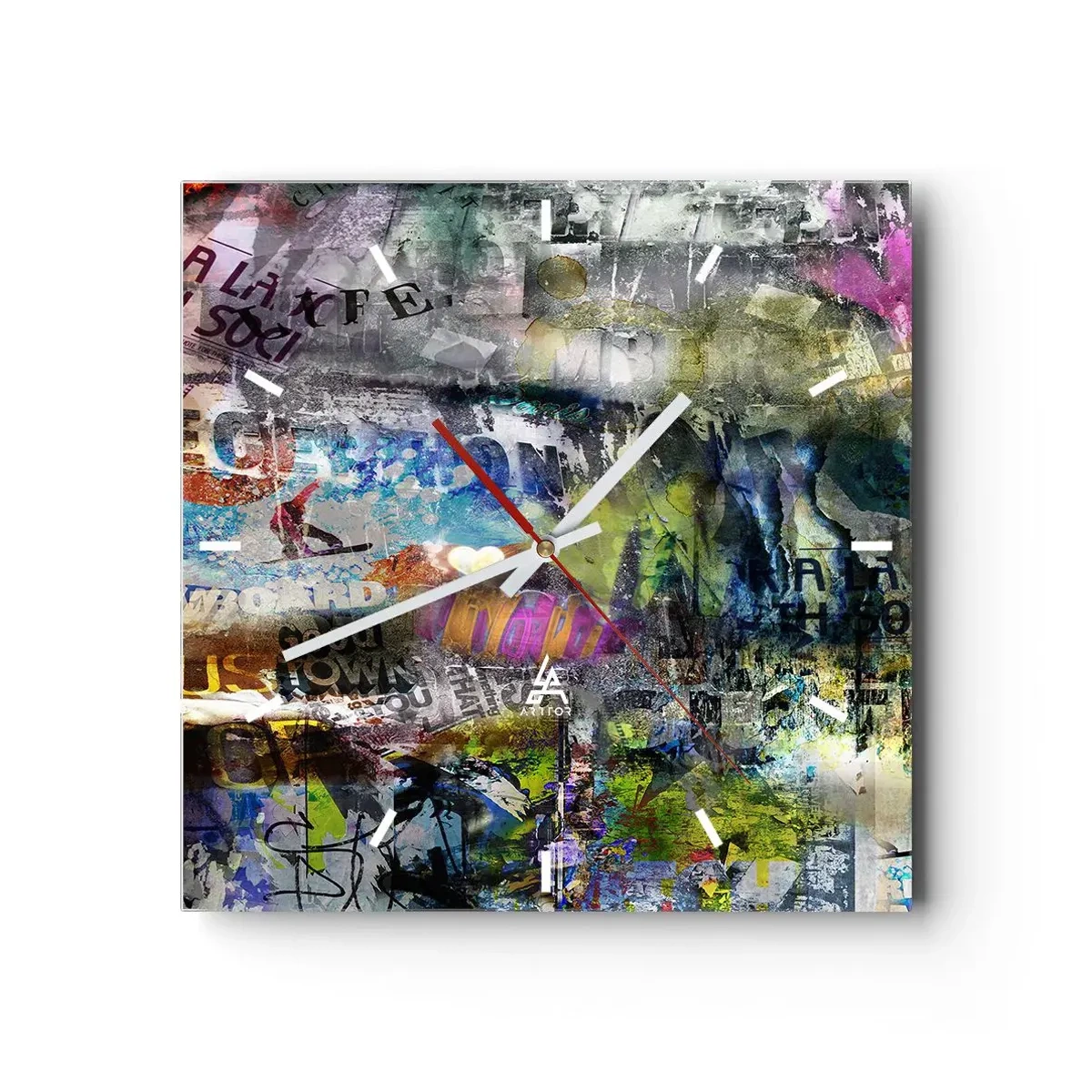 Horloge murale - Pendule murale - Collage de souvenirs - 40x40 cm