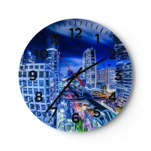 Horloge murale - Pendule murale - Rythmes de la ville nocturne - 30x30 cm
