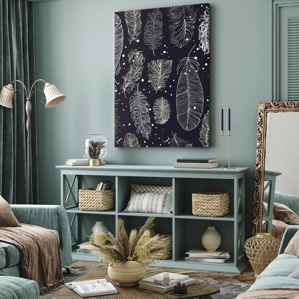 Impression sur toile - Image sur toile - Toile de plumes - 65x120 cm