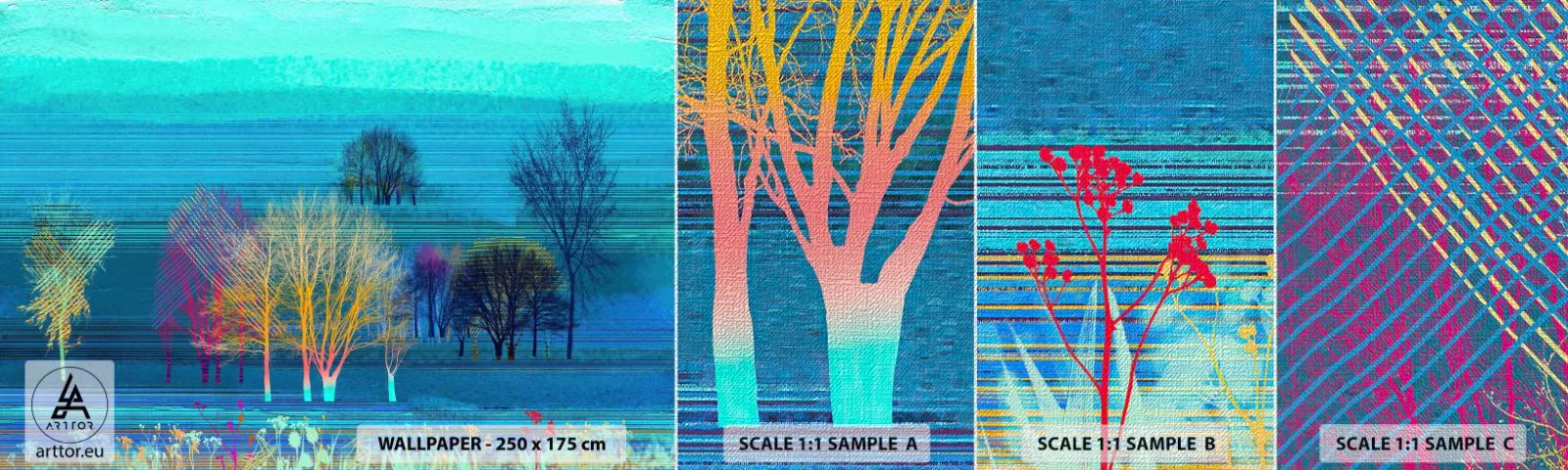 Échantillon de Papier Peint Premium Canvas - Un paysage soigné - Paysage, Forêt, Abstraction - 100x30 cm