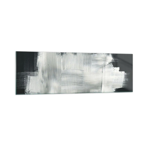 Impression sur verre - Image sur verre - Traits abstraits blancs sur fond sombre - 160x50cm - Tissé à la verticale et à l'horizontale - Décoration murale moderne pour le salon et la chambre ARTTOR