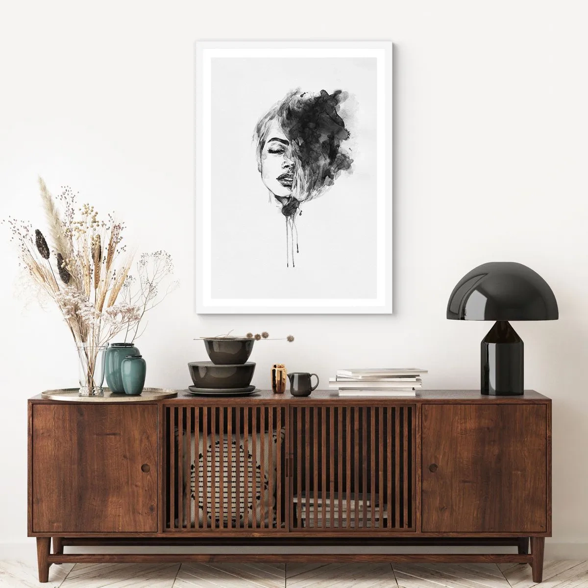 Affiche dans un cadre blanc - Poster - De quoi rêve la fille - 50x70 cm