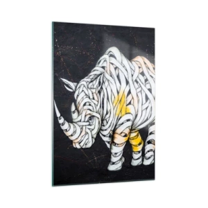 Impression sur verre - Image sur verre - Dessin abstrait d'un rhinocéros en forme de rayures - 50x70cm - La peau épaisse est un mythe - Décoration murale moderne pour le salon et la chambre ARTTOR