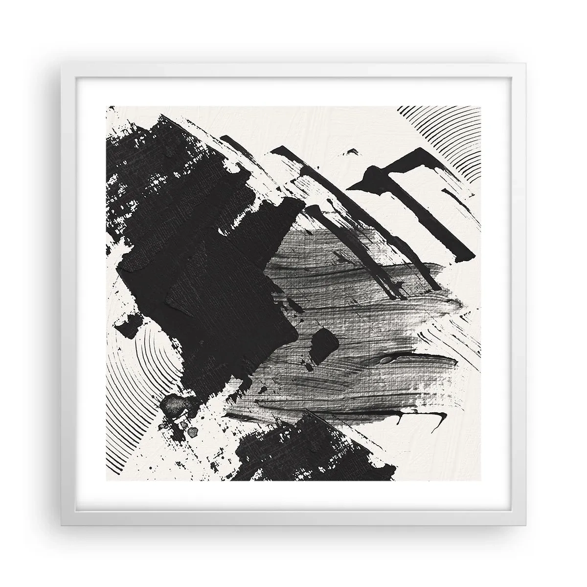 Affiche dans un cadre blanc - Poster - Abstraction – expression du noir - 50x50 cm
