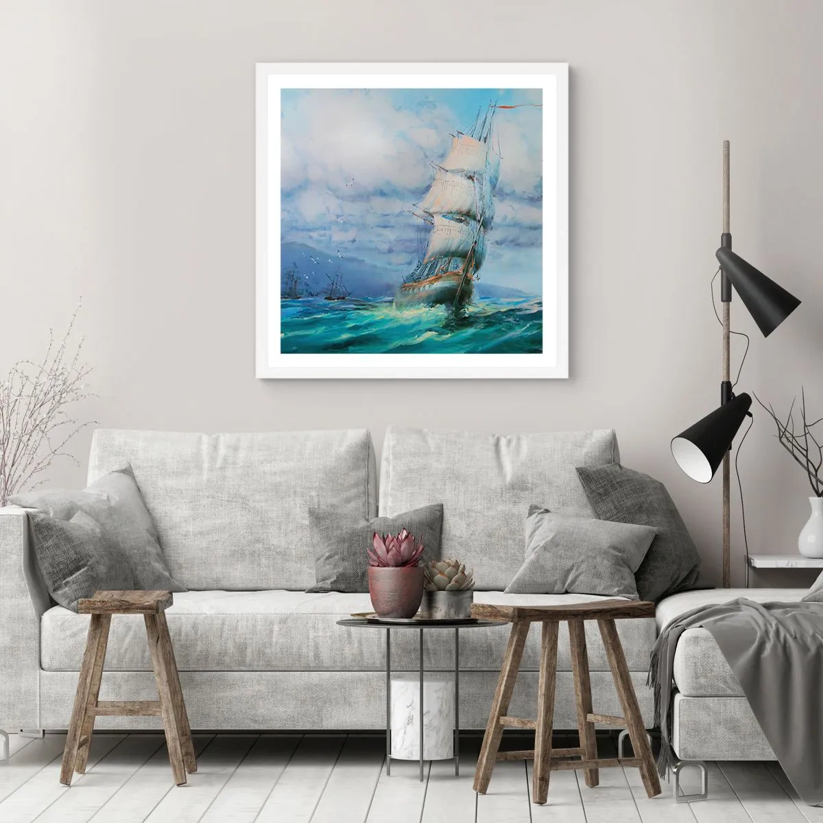 Affiche dans un cadre blanc - Poster - Vents favorables - 60x60 cm