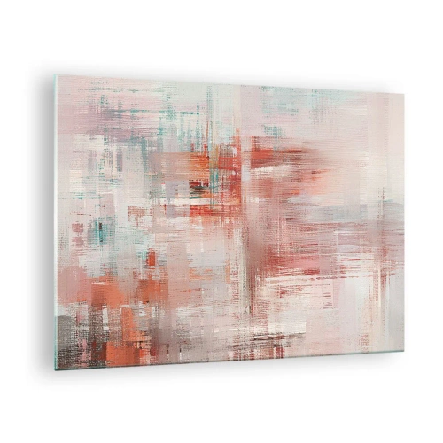 Impression sur verre - Image sur verre - Une composition abstraite dans les tons de rouge et de beige. - 70x50cm - Brumeux. Mais rose - Décoration murale moderne pour le salon et la chambre ARTTOR