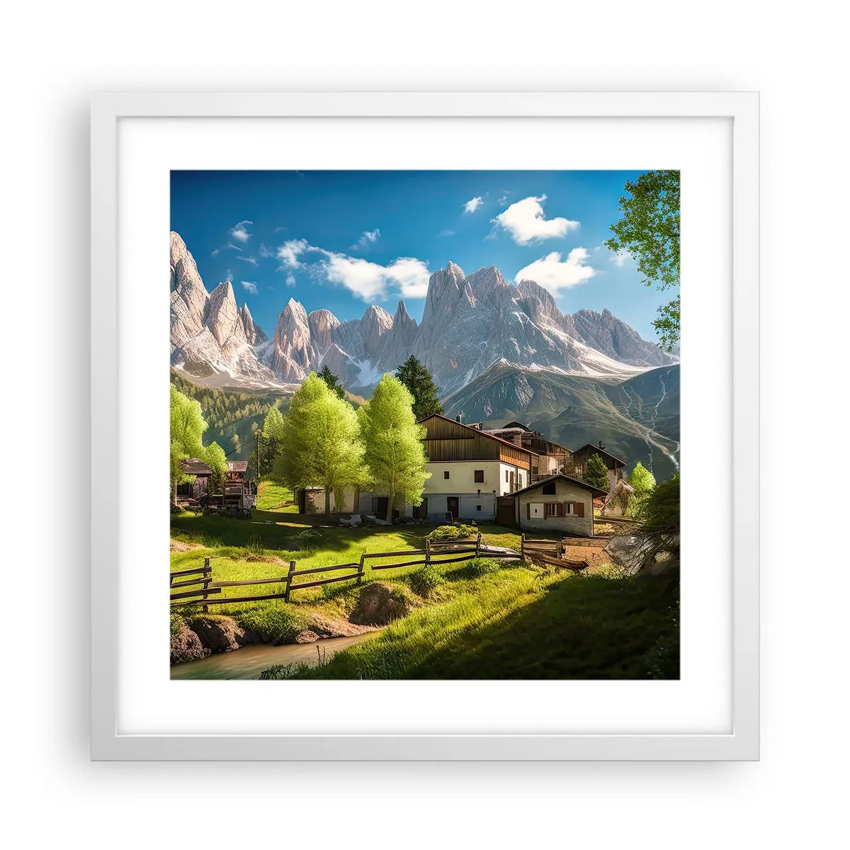 Affiche dans un cadre blanc - Poster - Idylle alpine - 40x40 cm