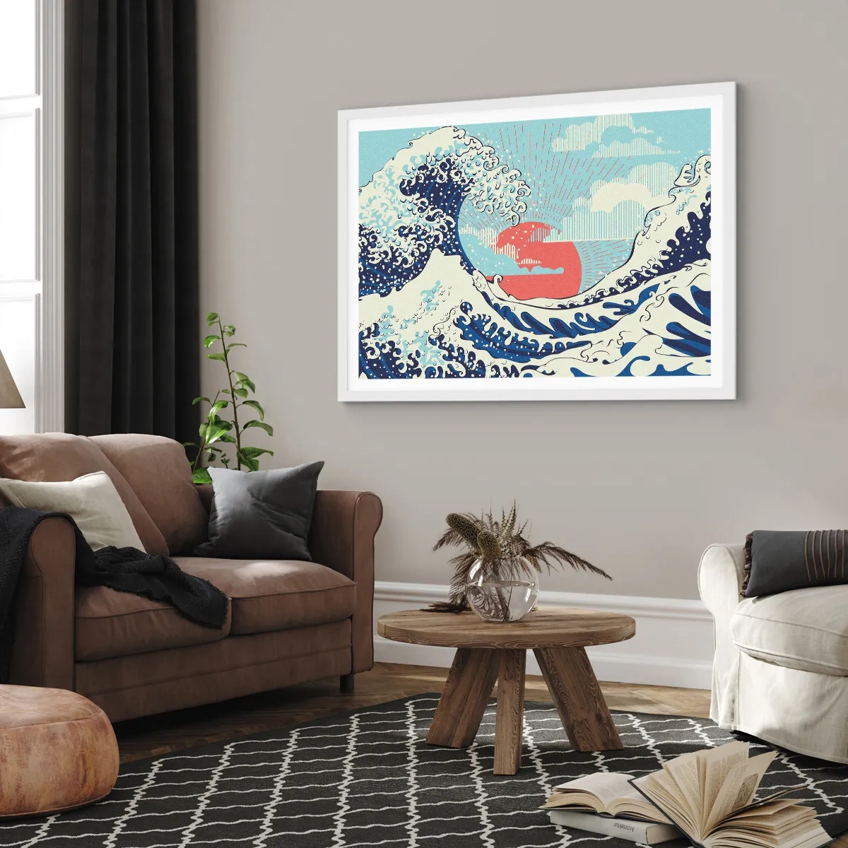 Affiche dans un cadre blanc - Poster - D'une inspiration japonnaise - 70x50 cm