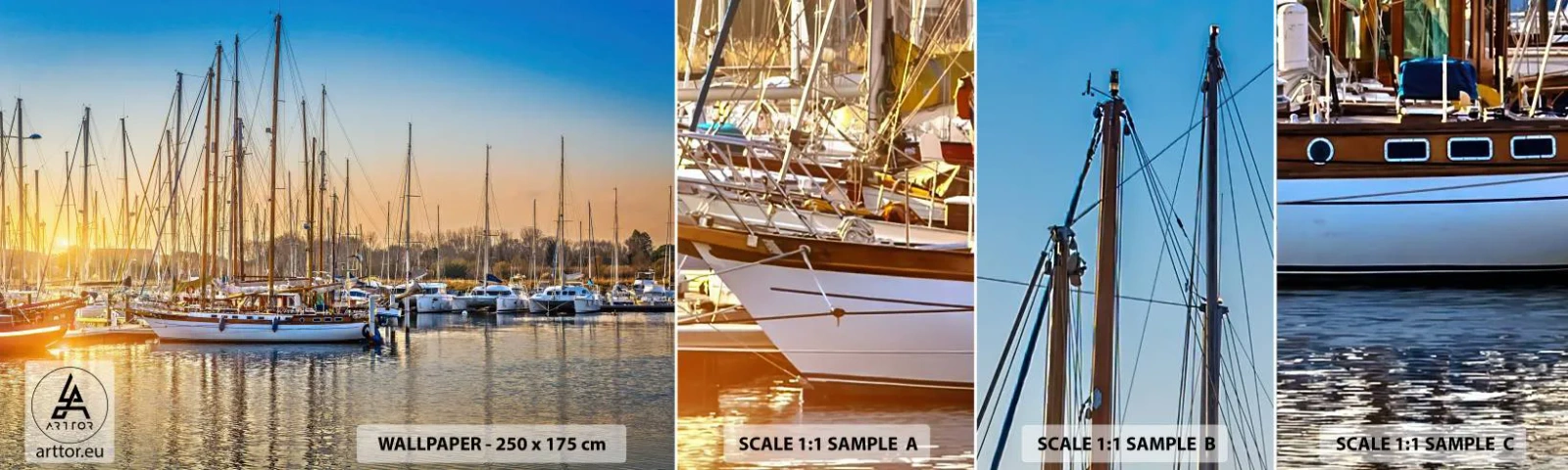 Échantillon De Papier Peint Standard Eco - Le vent aussi doit dormir - Paysage, Marina, Voilier - 100x30 cm