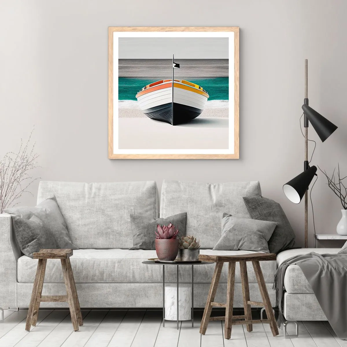 Affiche dans un chêne clair - Poster - A sa place - 50x50 cm