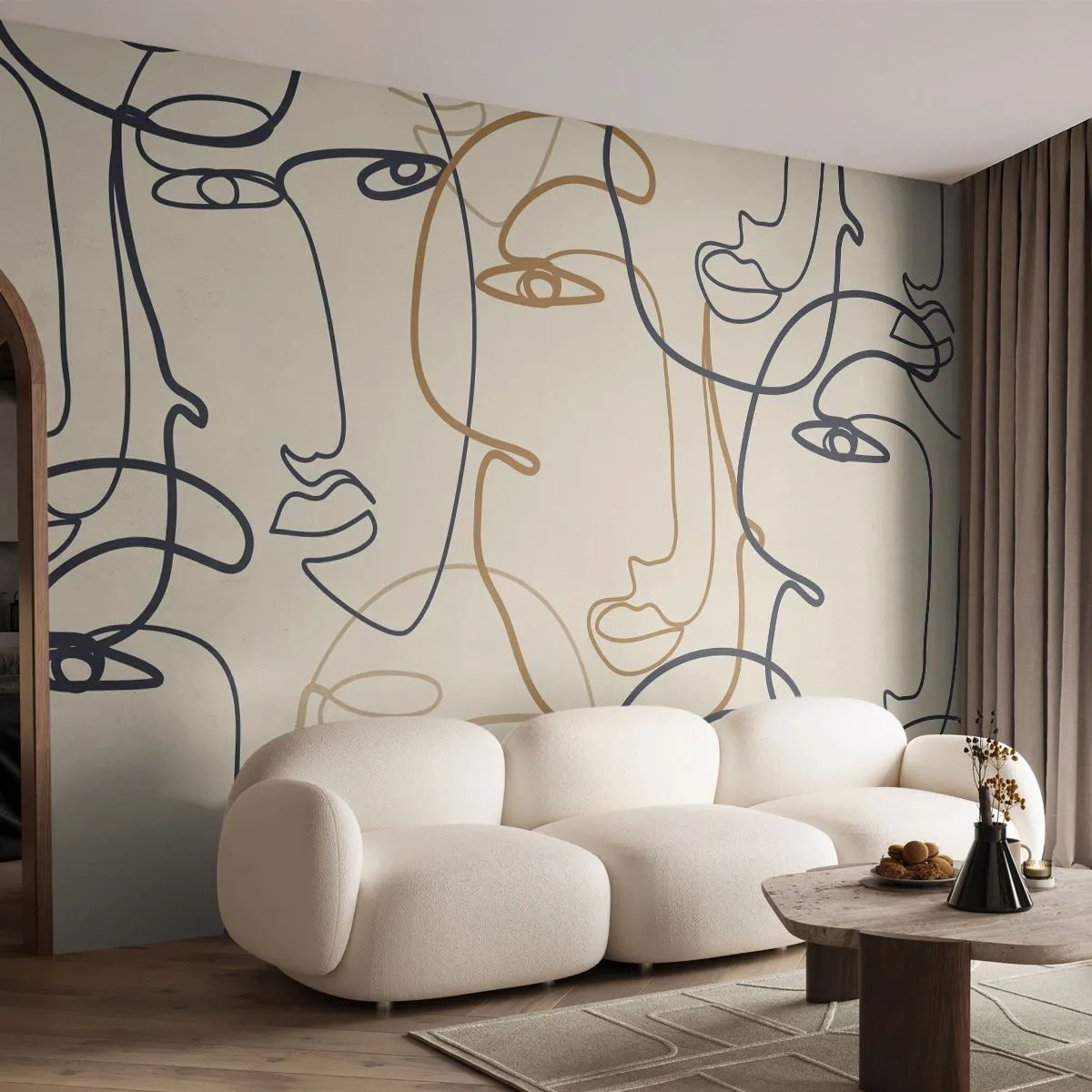 Papier Peint Photo Premium Canvas - Portrait multiplié - Abstraction, Affronter, Graphique - 250x175 cm