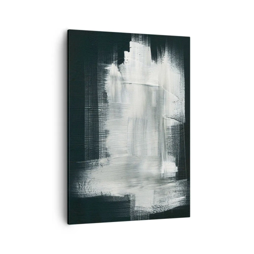 Impression sur toile - Image sur toile - Traits abstraits blancs sur fond sombre - 50x70cm - Tissé à la verticale et à l'horizontale - Décoration murale moderne pour le salon et la chambre ARTTOR