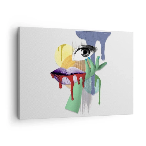 Impression sur toile - Image sur toile - Portrait déconstruit avec des éléments abstraits - 70x50cm - Un portrait déconstruit - Décoration murale moderne pour le salon et la chambre ARTTOR