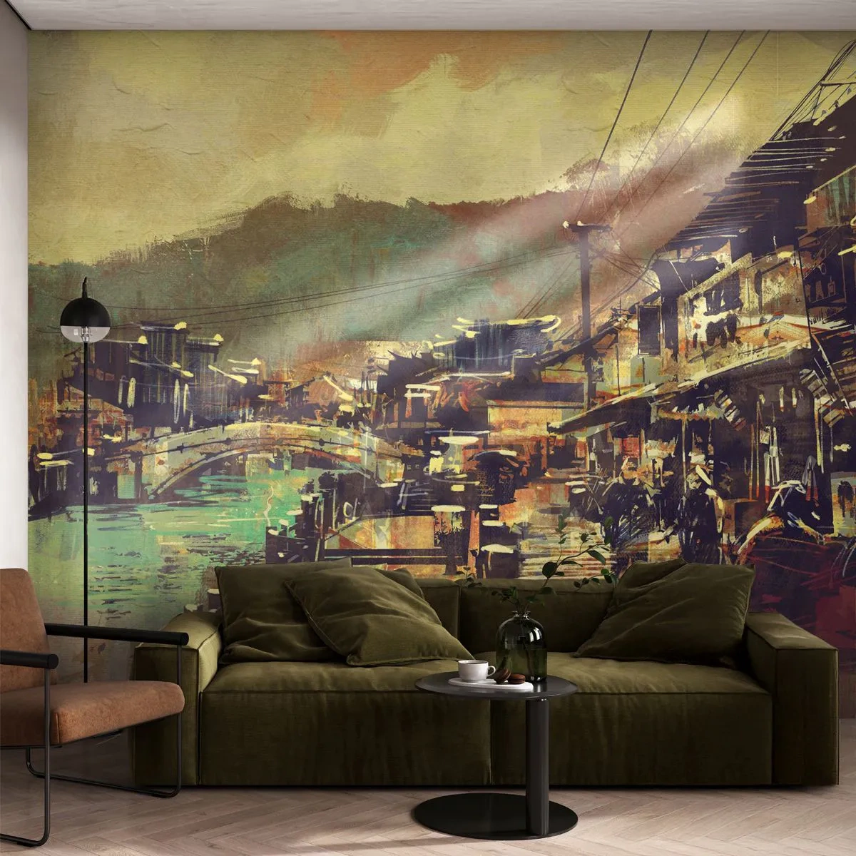 Papier Peint Autocollant Deluxe Sticker - La vie comme une richesse de gris - Paysage, Chine, Architecture - 250x175 cm
