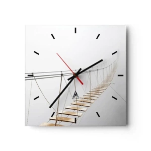 Horloge murale - Pendule murale - Un pont suspendu dans le brouillard vu d'une perspective minimaliste - 30x30cm - Où cela va-t-il te mener? - Décoration murale moderne pour le salon et la chambre ARTTOR