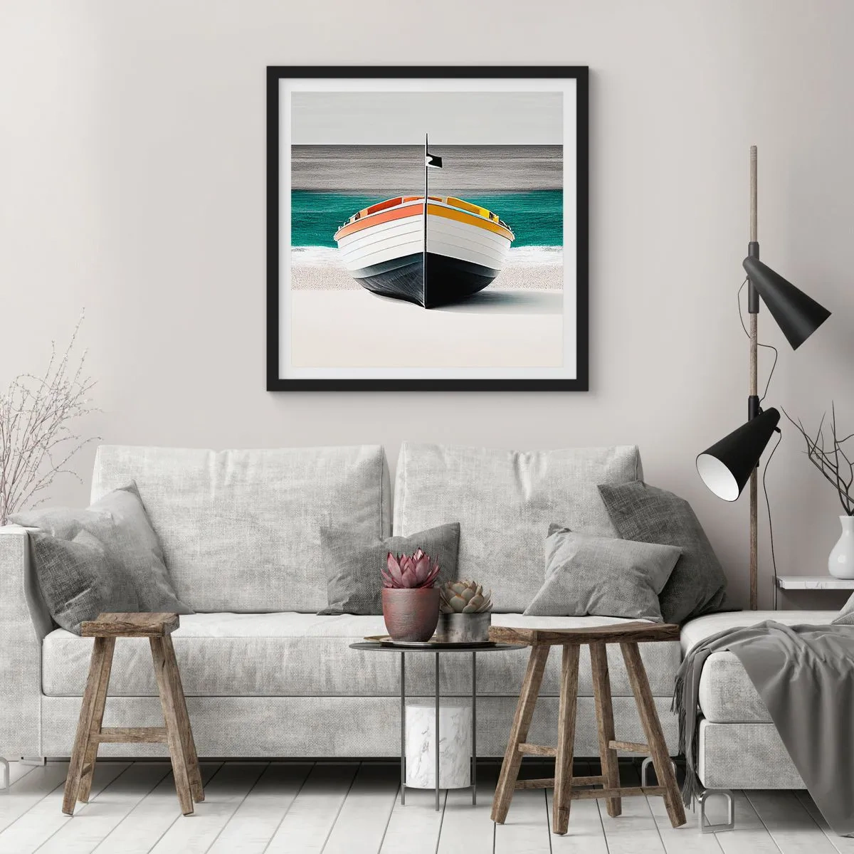 Affiche dans un cadre noir - Poster - A sa place - 50x50 cm