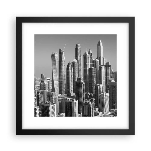 Affiche dans un cadre noir - Poster - Ville sur le désert - 30x30 cm