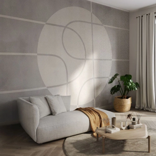 Papier Peint Photo Premium Canvas - Circulaire et tout droit - Brillant, Minimaliste, Roue - 200x140 cm