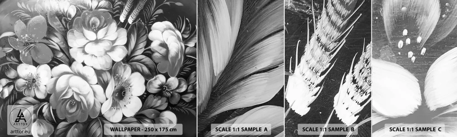 Échantillon De Papier Peint Standard Eco - Belle même en gris - Abstraction, Fleurs, Morceau - 100x30 cm