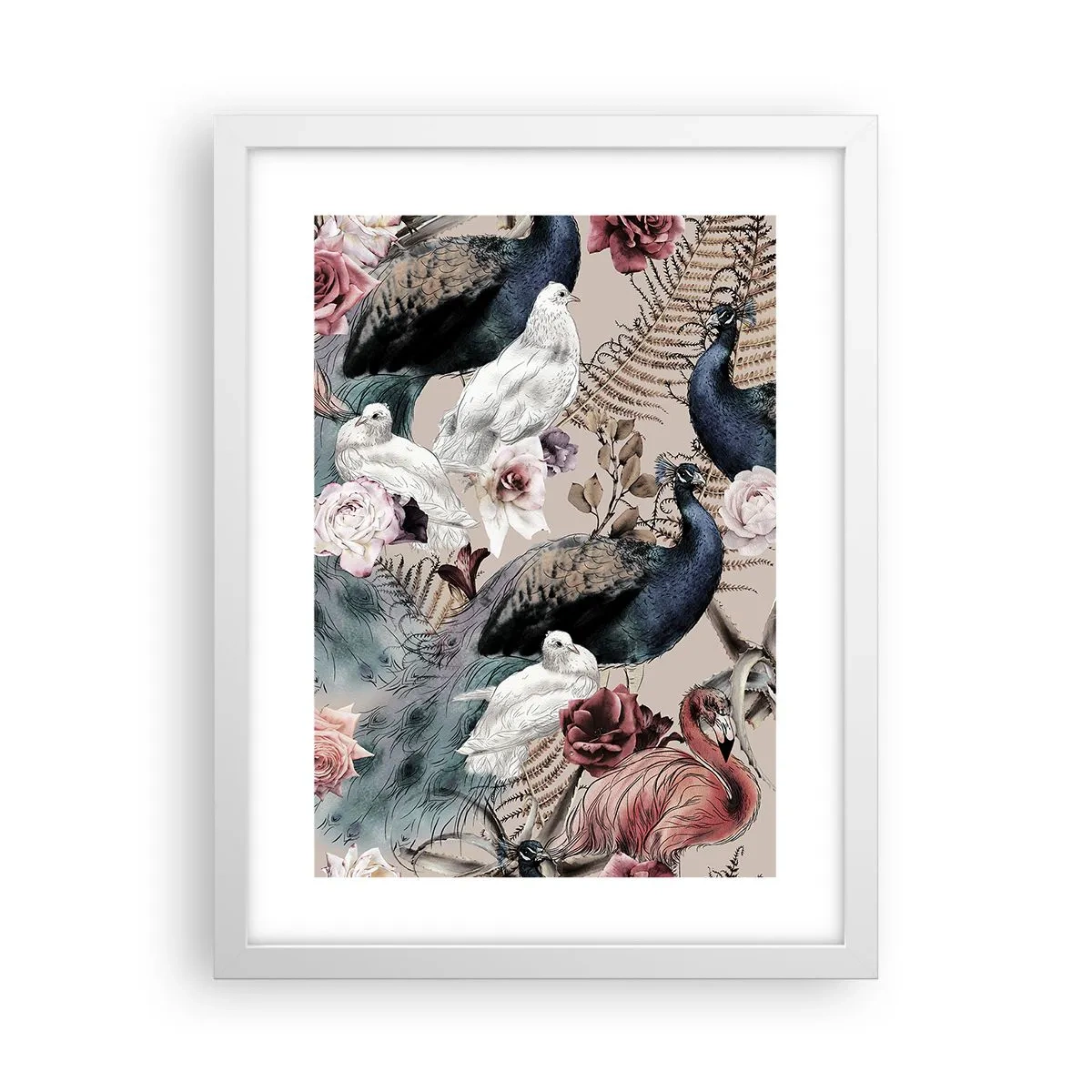 Affiche dans un cadre blanc - Poster - Dans un jardin de palace - 30x40 cm