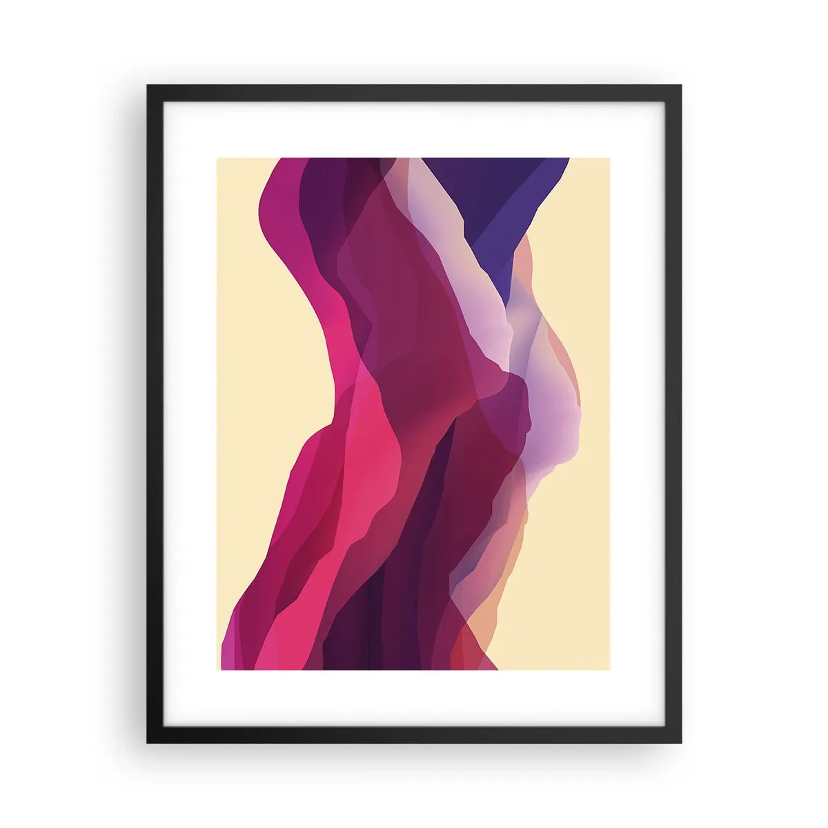 Affiche dans un cadre noir - Poster - Vagues pourpre - 40x50 cm