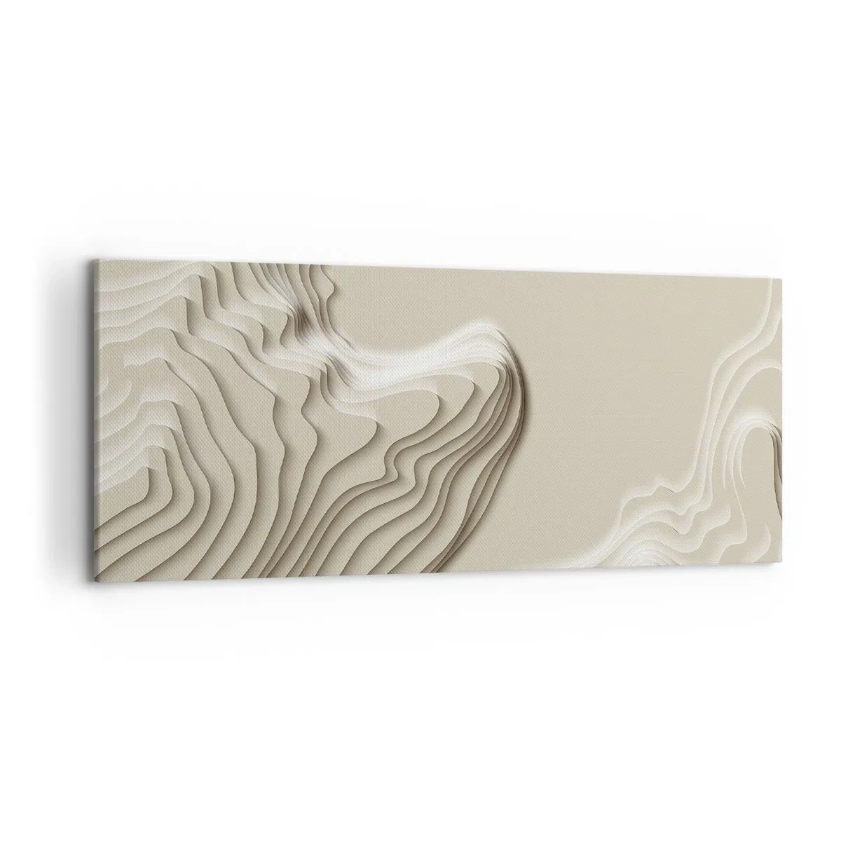 Impression sur toile - Image sur toile - Un motif abstrait dans des tons beiges avec un effet linéaire. - 120x50cm - Topographie artistique - Décoration murale moderne pour le salon et la chambre ARTTOR