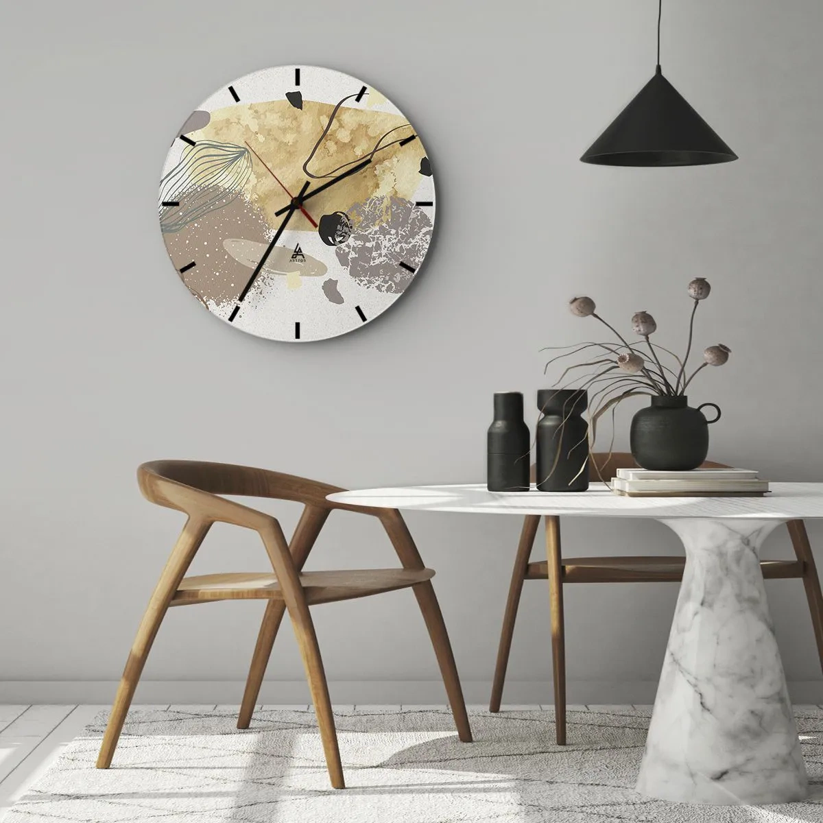 Horloge murale - Pendule murale - Plumcologie appliquée - 30x30 cm