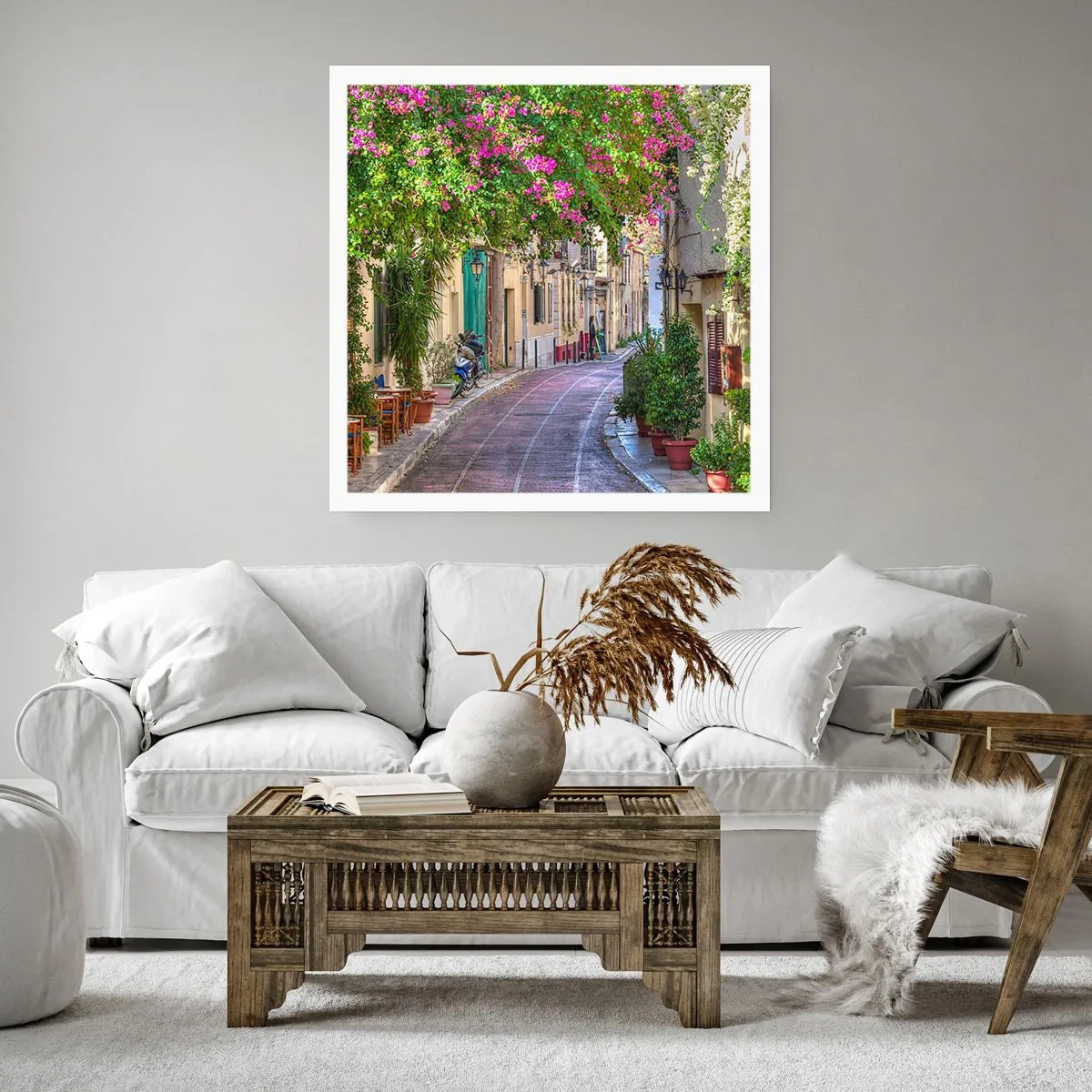 Affiche - Poster - Allée fleurie - 40x40 cm