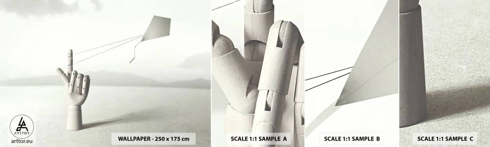 Échantillon De Papier Peint Standard Eco - Épreuve de force - Abstraction, Main, Cerf-volant - 100x30 cm