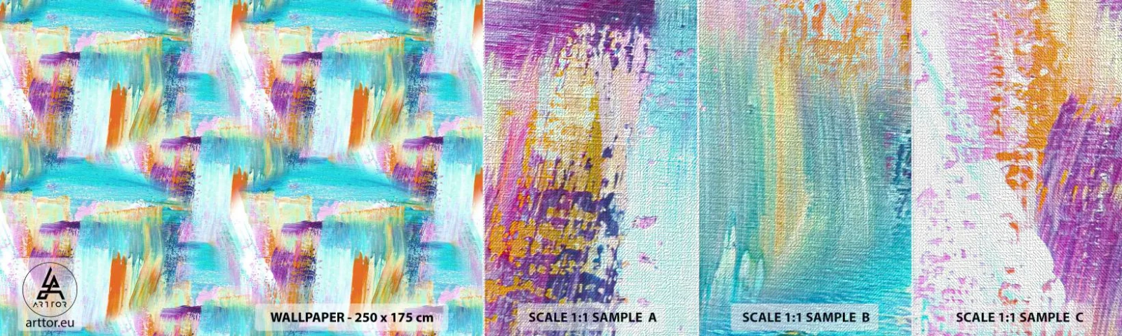 Échantillon de Papier Peint Premium Canvas - Labyrinthe reluisant - Abstraction, Morceau, Peinture - 100x30 cm