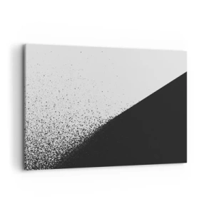 Impression sur toile - Image sur toile - Abstraction minimaliste en noir et blanc avec des points dispersés - 120x80cm - De plus en plus vite, de plus en plus - Décoration murale moderne pour le salon et la chambre ARTTOR