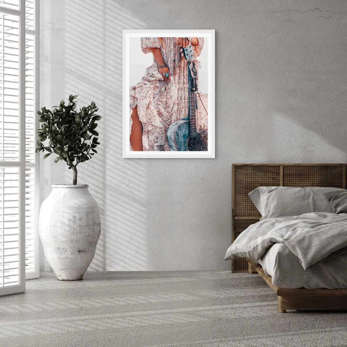 Affiche dans un cadre blanc - Poster - Enfant de fleur en route - 50x70 cm