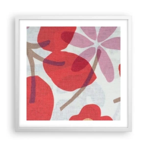 Affiche dans un cadre blanc - Poster - Composition florale dans les roses - 50x50 cm