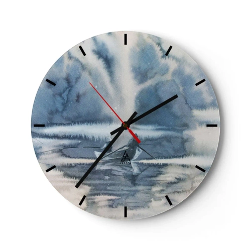 Horloge murale - Pendule murale - Scène de pêche sur un lac calme entouré d'arbres brumeux - 30x30cm - Les pêcheurs dans leur paradis - Décoration murale moderne pour le salon, la cuisine et la chambre ARTTOR