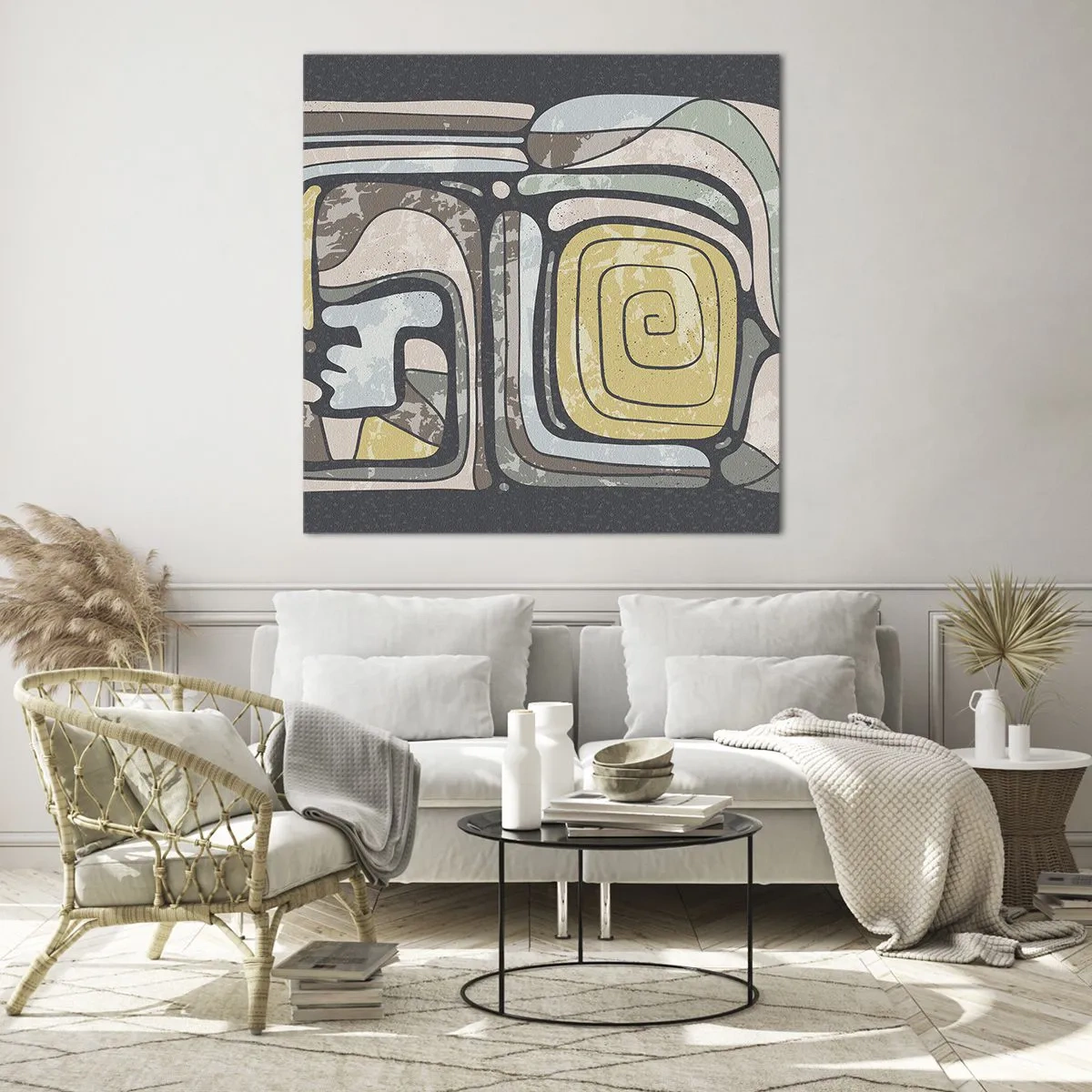 Impression sur verre - Image sur verre - L'abstraction dans l'esprit précolombien - 30x30 cm