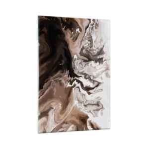 Impression sur verre - Image sur verre - Abstraction dans les tons de brun avec des lignes dynamiques - 80x120cm - Contraste de couleur - Décoration murale moderne pour le salon et la chambre ARTTOR