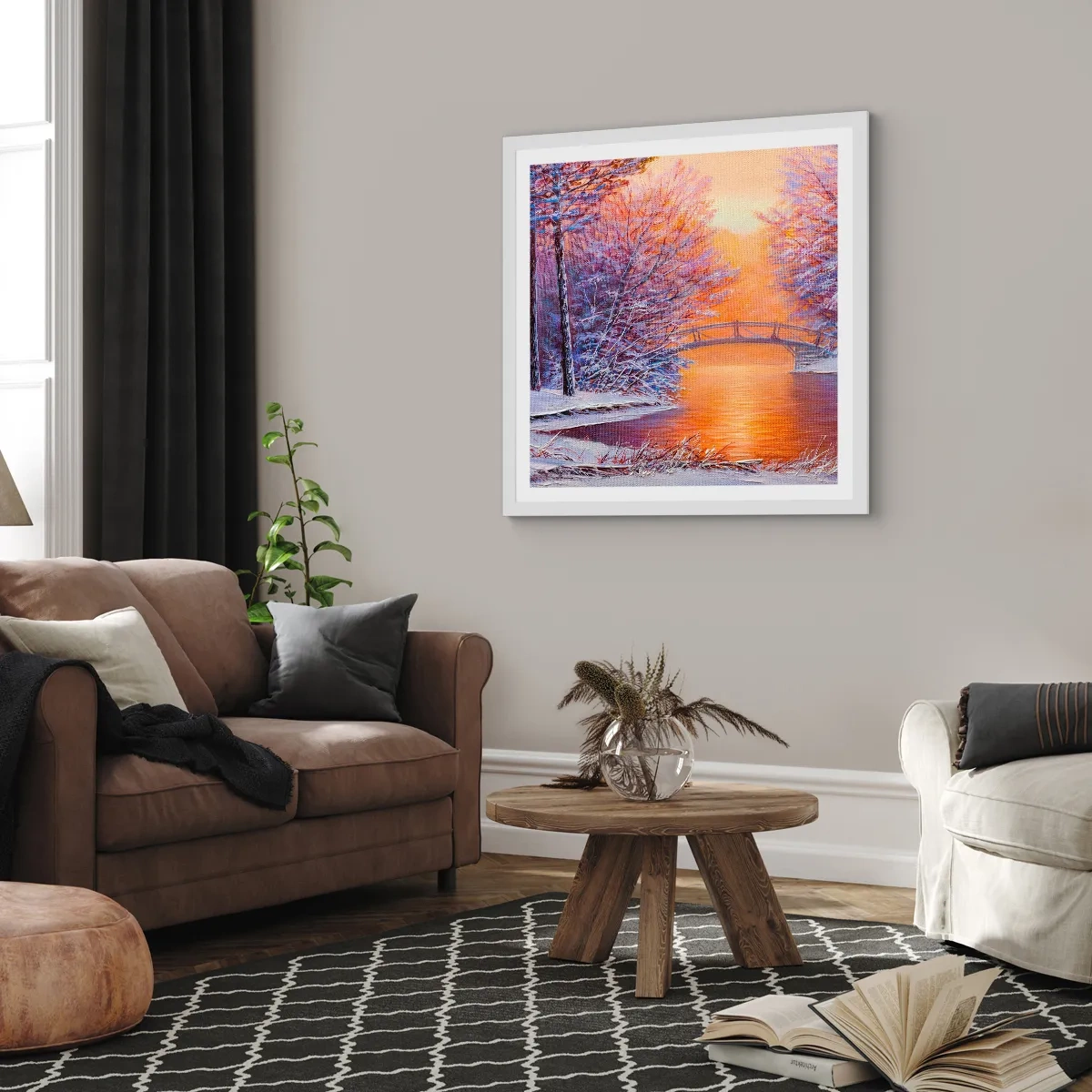 Affiche dans un cadre blanc - Poster - On se rencontre ici - 50x50 cm